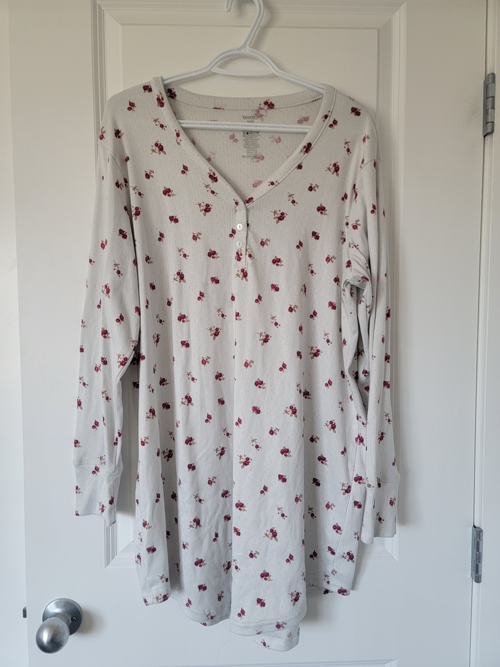 George White Floral Henley Long-Sleeve Sleep Top